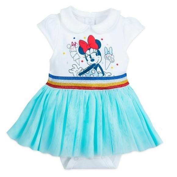 Disney Minnie Mouse Tutu Baby Peter Pan Collar Bodysuit Dress Outfit 9-12 months - Picture 1 of 6